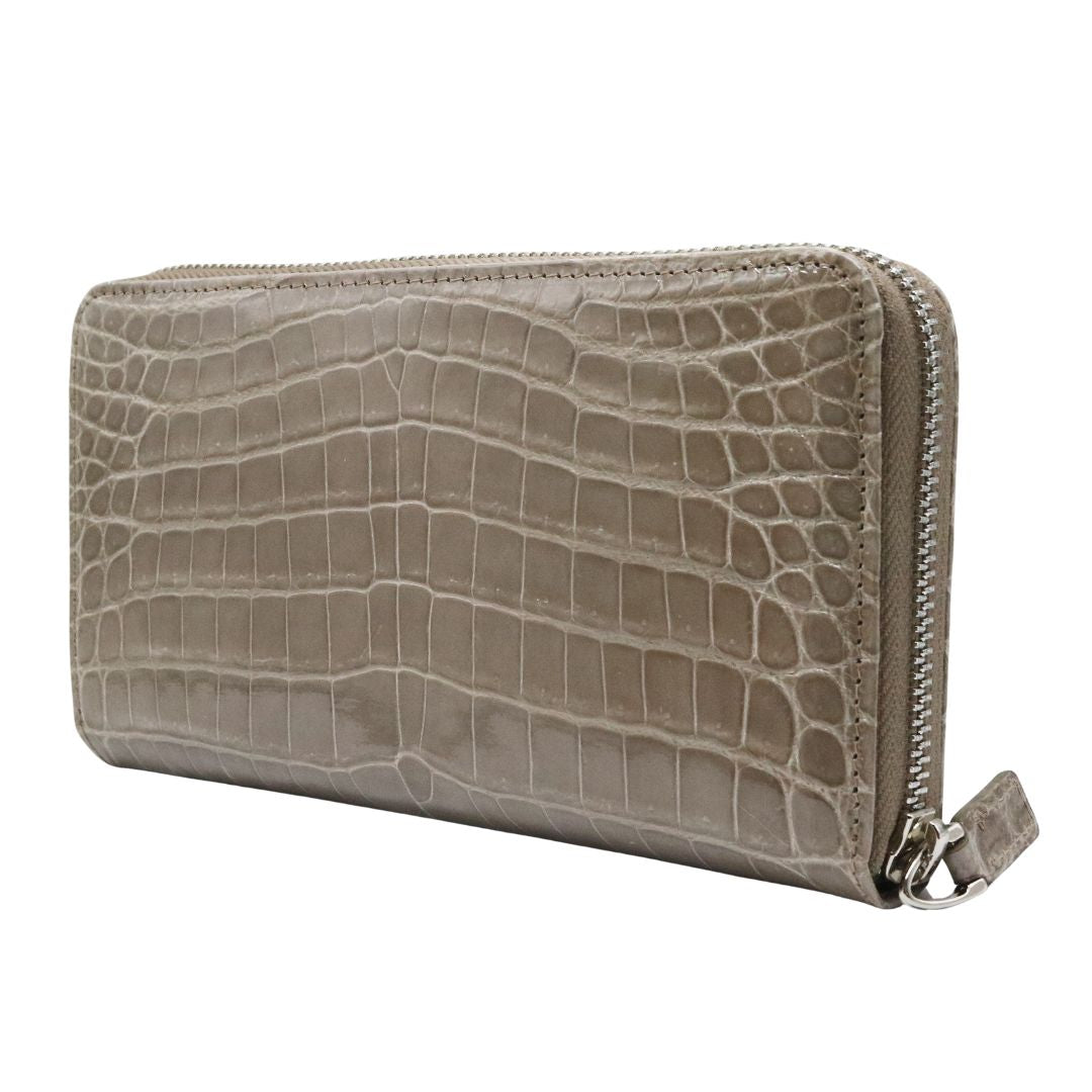 オリジナル<br>クロコダイル ロングウォレット<br>シャイングレージュ/シルバー金具<br>【NEW】