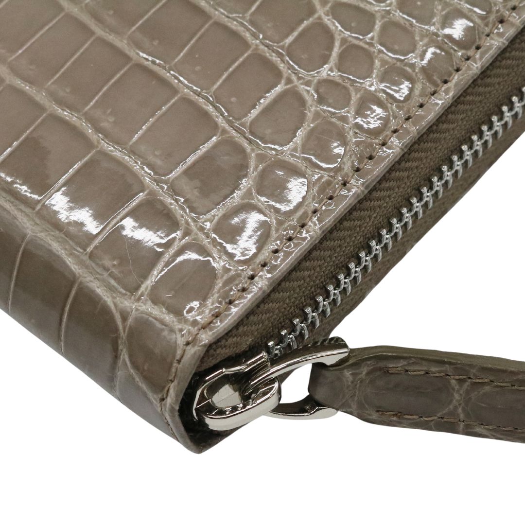 オリジナル<br>クロコダイル ロングウォレット<br>シャイングレージュ/シルバー金具<br>【NEW】