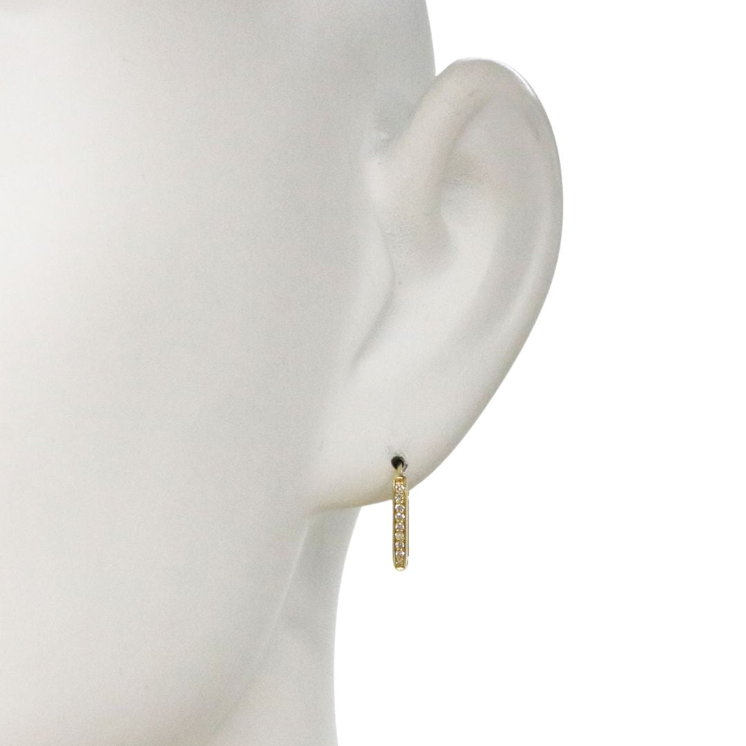 K18YG D0.12ct<br>ダイヤモンド スクエア<br>フープピアス<br>【NEW】