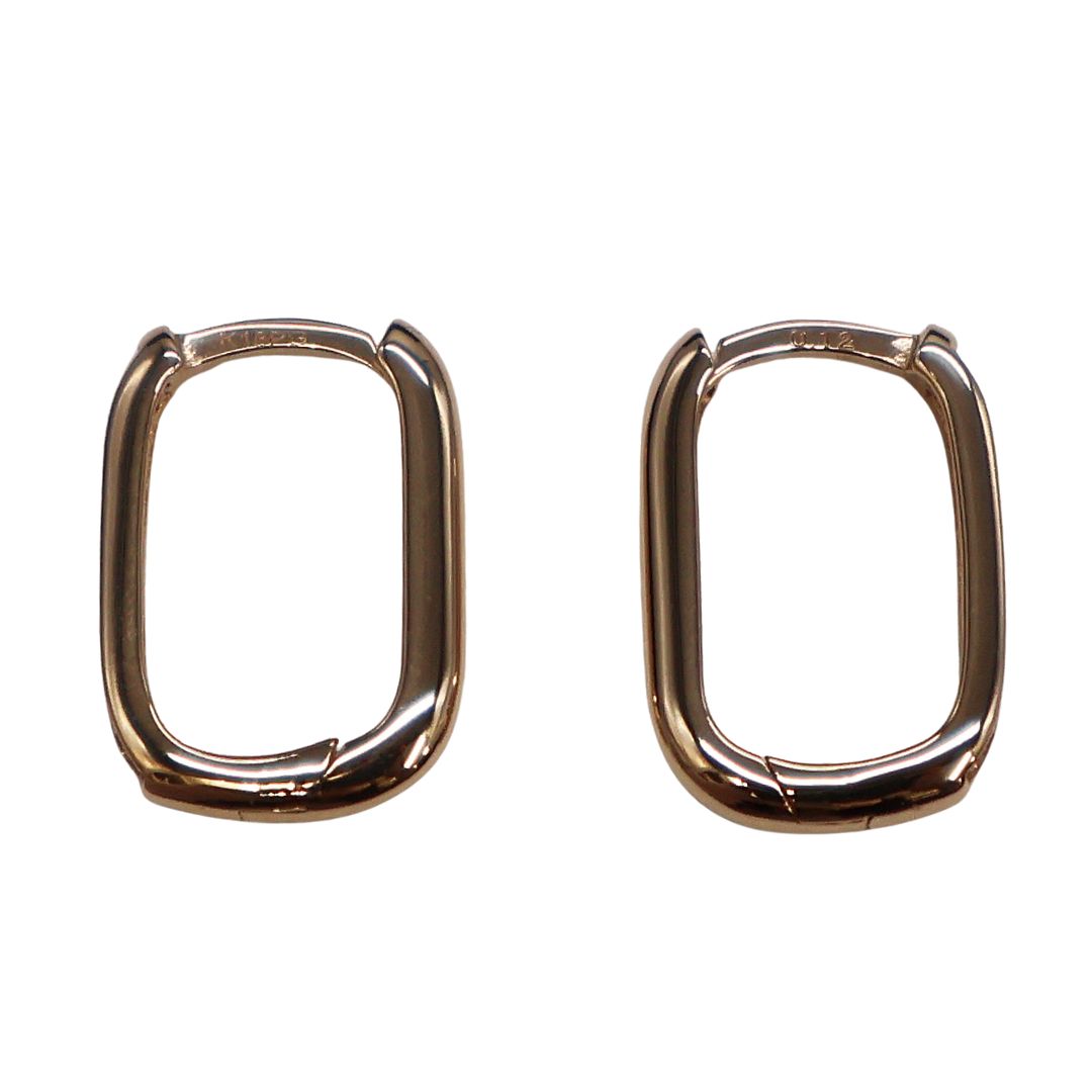 K18PG D0.12ct<br>ダイヤモンド スクエア<br>フープピアス<br>【NEW】