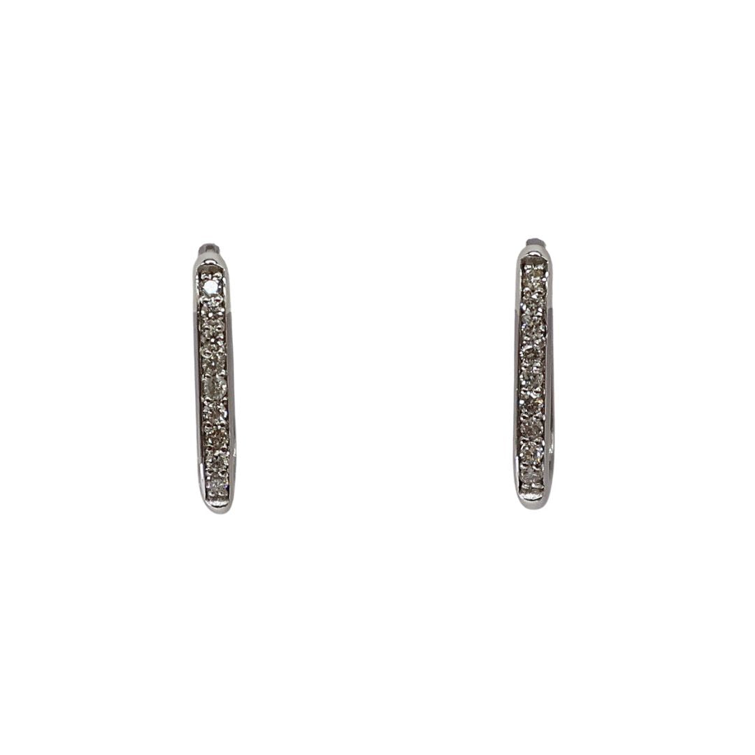 K18WG D0.13ct<br>ダイヤモンド スクエア<br>フープピアス<br>【NEW】