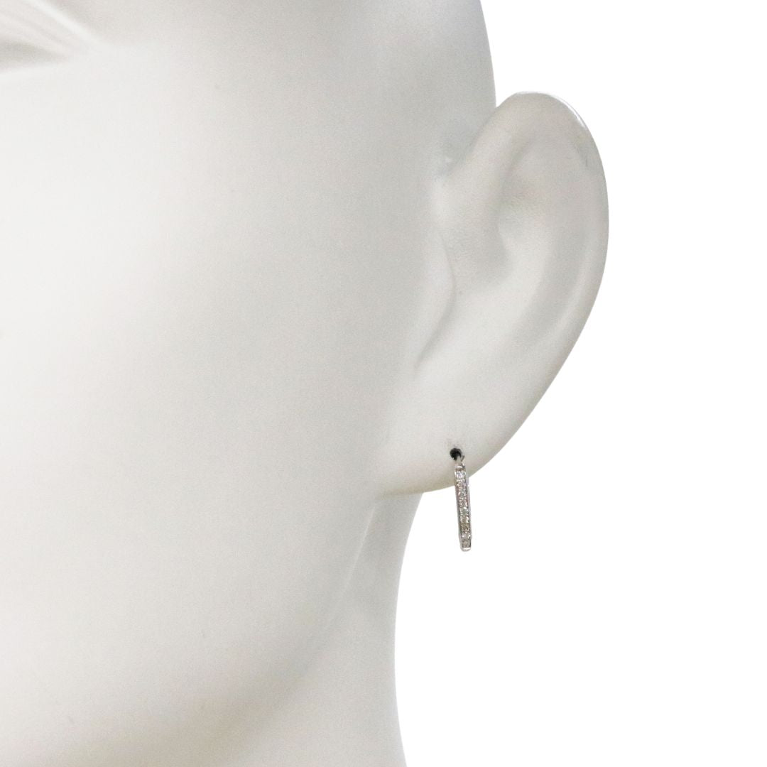 K18WG D0.13ct<br>ダイヤモンド スクエア<br>フープピアス<br>【NEW】