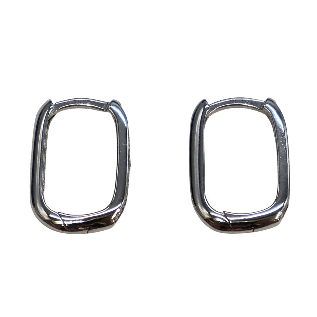 K18WG D0.13ct<br>ダイヤモンド スクエア<br>フープピアス<br>【NEW】