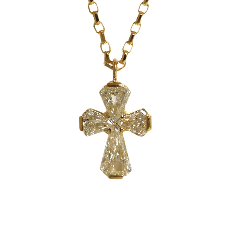 K18YG D1.282ct<BR>クロス<BR>ダイヤモンドネックレス<BR>【NEW】