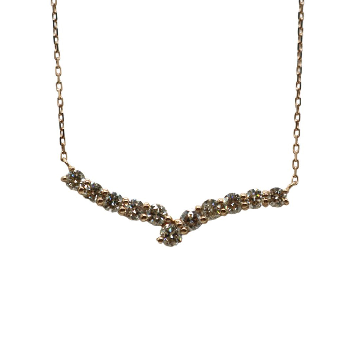 ORIGINAL JEWELRY<br>【オリジナルジュエリー】<br>K18PG/D0.50ct<br>V字ダイヤモンド ネックレス<br>【NEW】