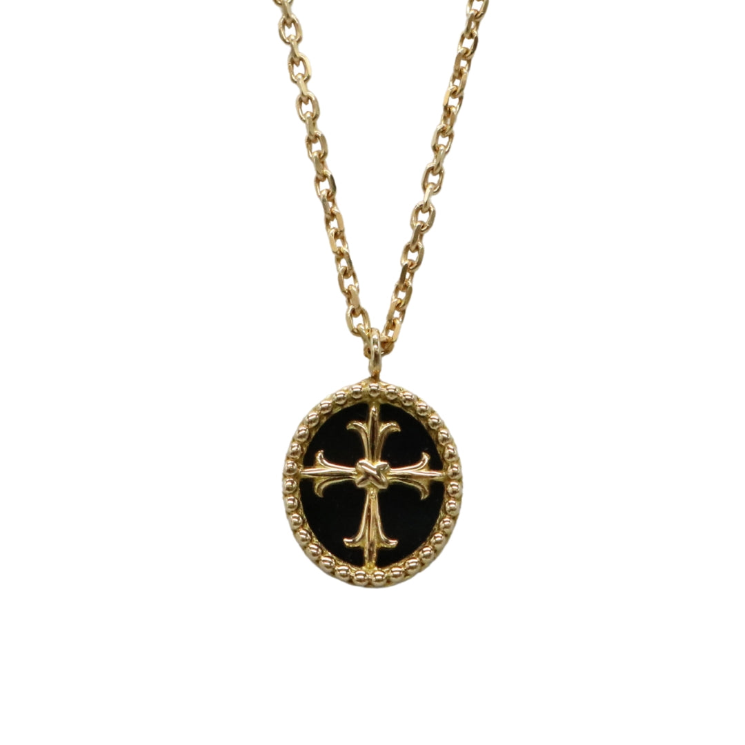 K18YG<br>オニキス クロス ネックレス<br>【NEW】