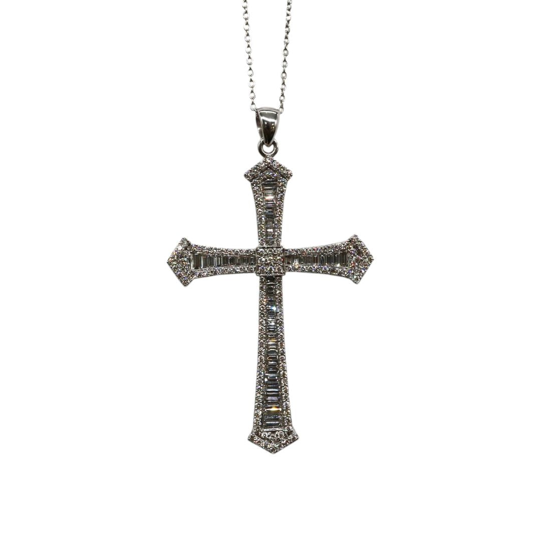 ORIGINAL JEWELRY<br>【オリジナルジュエリー】<br>PT850/K18WG D2.36ct<br>クロスダイヤモンド ペンダント<br>【NEW】