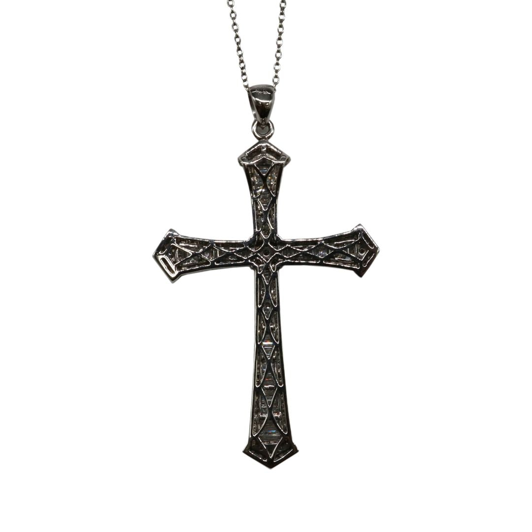 ORIGINAL JEWELRY<br>【オリジナルジュエリー】<br>PT850/K18WG D2.36ct<br>クロスダイヤモンド ペンダント<br>【NEW】