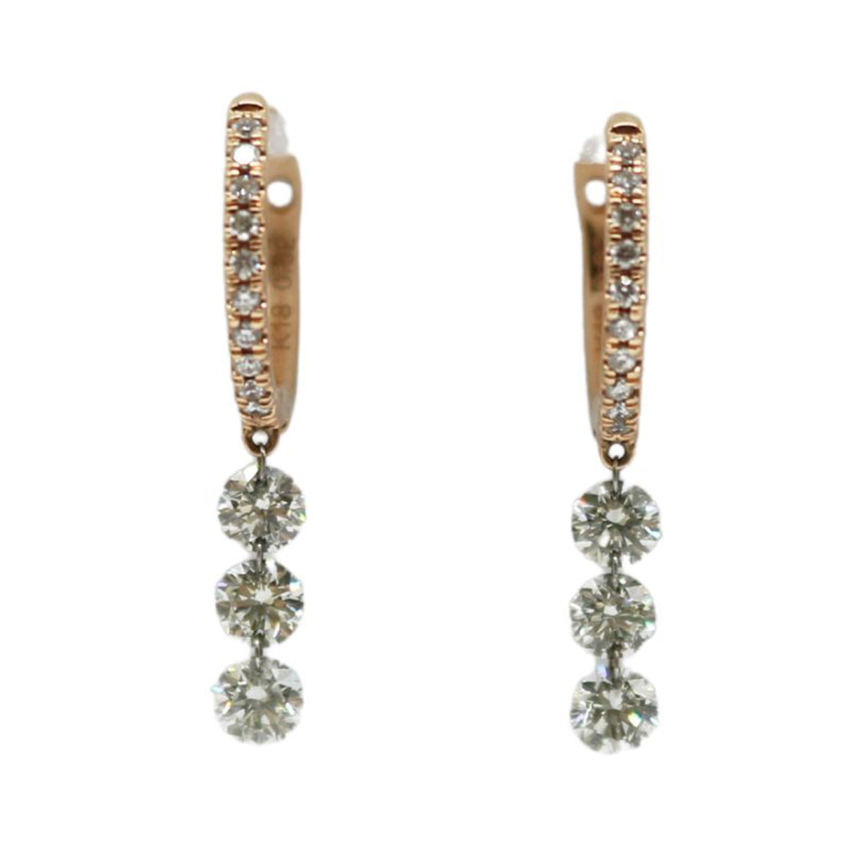 ORIGINAL JEWELRY<br>【オリジナルジュエリー】<br>K18PG/D1.24ct<br>ダイヤモンドスウィング フープピアス<br>【NEW】