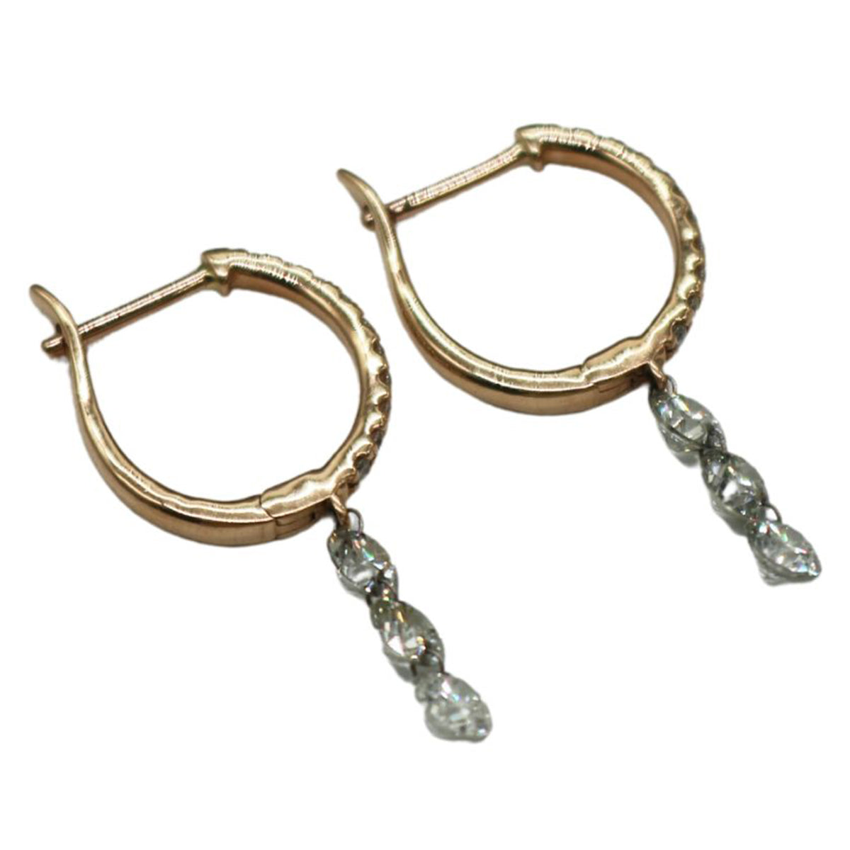 ORIGINAL JEWELRY<br>【オリジナルジュエリー】<br>K18PG/D1.24ct<br>ダイヤモンドスウィング フープピアス<br>【NEW】