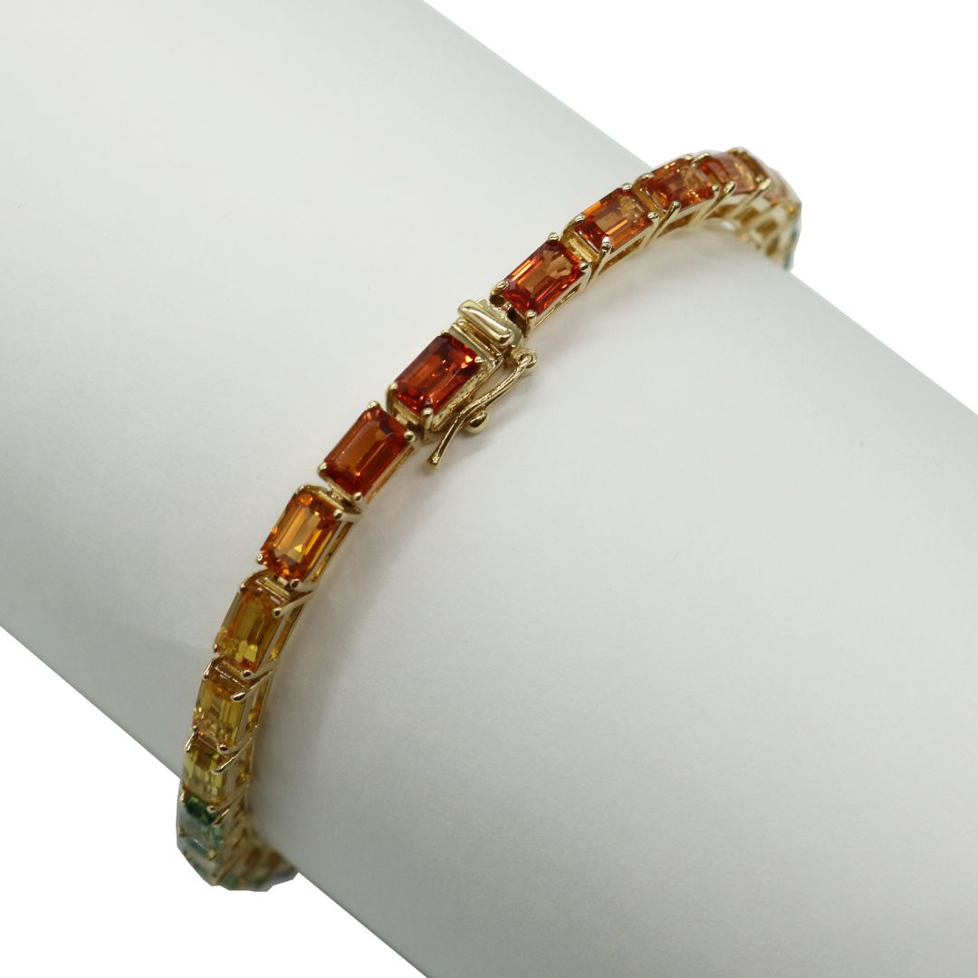 ORIGINAL JEWELRY<br>【オリジナルジュエリー】<br>K18YG/11.10ct<br>マルチサファイア<br>テニスブレスレット【NEW】