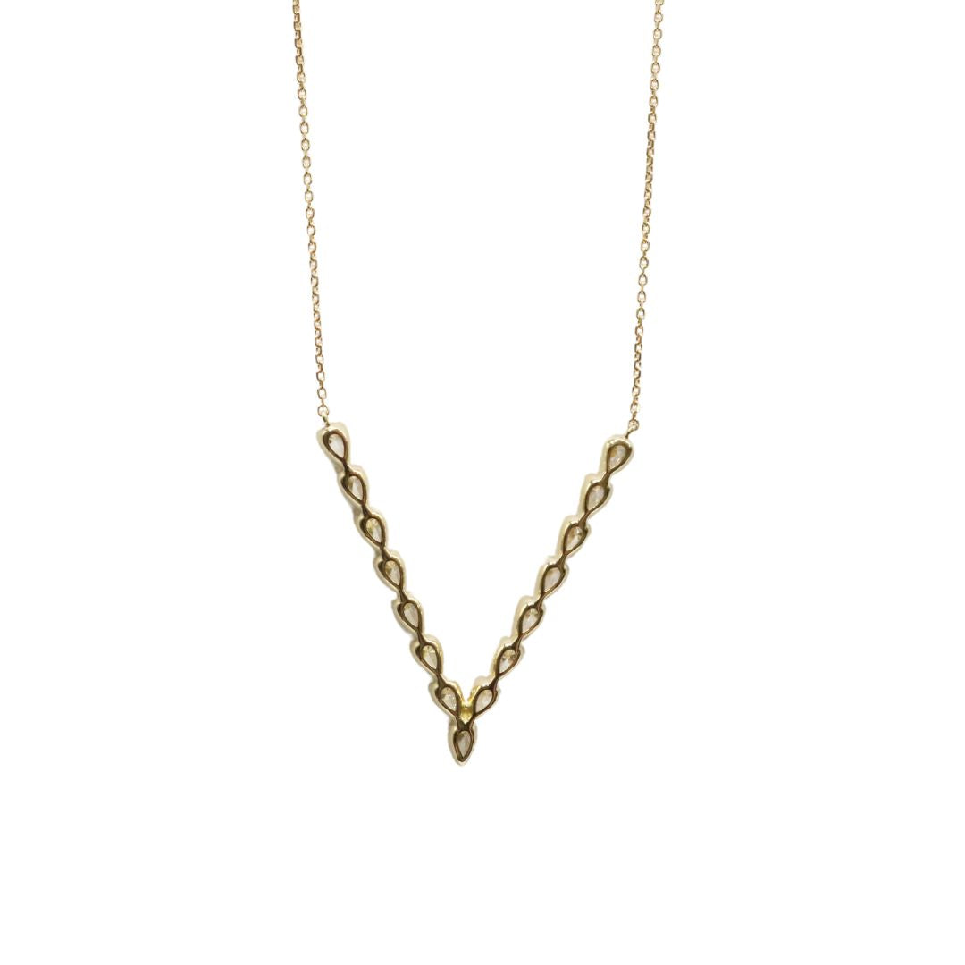 ORIGINAL JEWELRY<br>【オリジナルジュエリー】<br>K18YG/D1.06ct<br>V字ダイヤモンド ペンダント Lサイズ<br>【NEW】