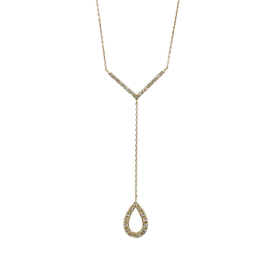 ORIGINAL JEWELRY<br>【オリジナルジュエリー】<br>K18YG/D0.10tc/D0.10ct<br>Yライン ドロップ<br>ダイヤモンド ペンダント<br>【NEW】
