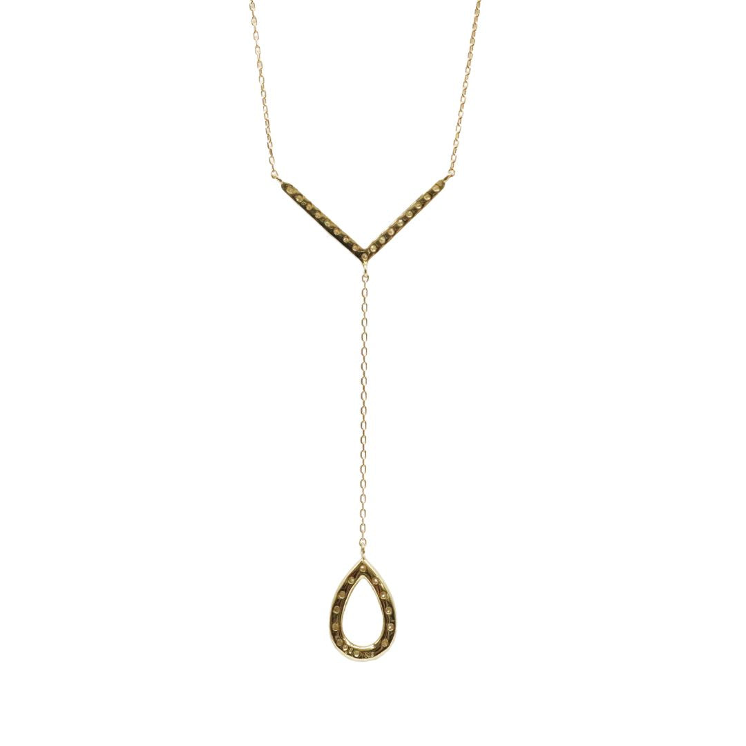 ORIGINAL JEWELRY<br>【オリジナルジュエリー】<br>K18YG/D0.10tc/D0.10ct<br>Yライン ドロップ<br>ダイヤモンド ペンダント<br>【NEW】
