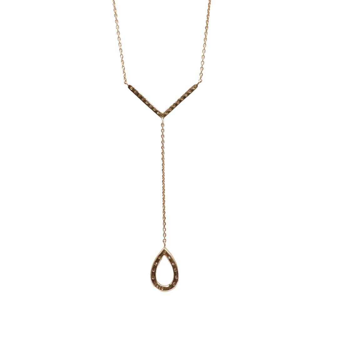ORIGINAL JEWELRY<br>【オリジナルジュエリー】<br>K18PG/D0.10tc/D0.10ct<br>Yライン ドロップ<br>ダイヤモンド ペンダント<br>【NEW】