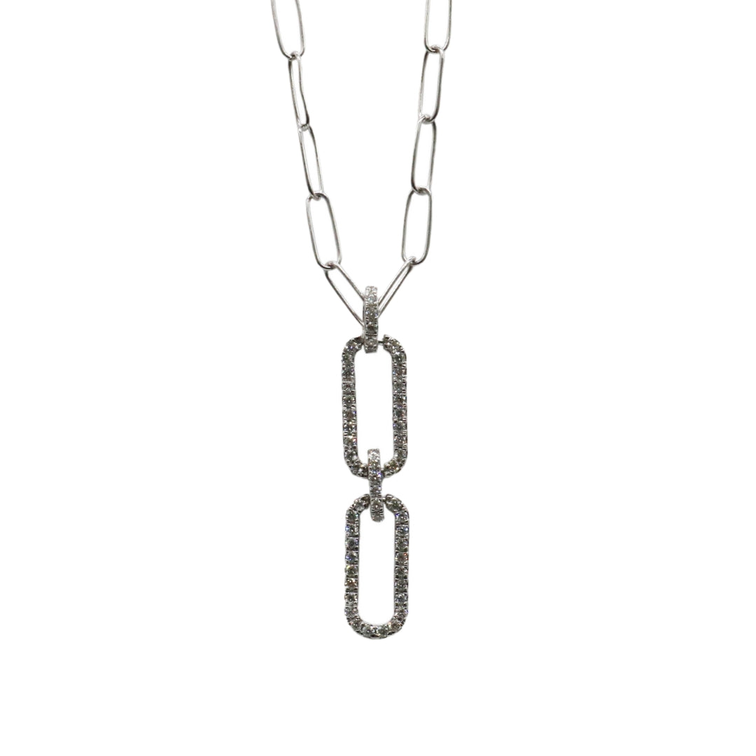 ORIGINAL JEWELRY <br>【オリジナルジュエリー】<br>K18WG D0.39ct<br>ダイヤモンド<br> ペーパークリップネックレス<br>【NEW】