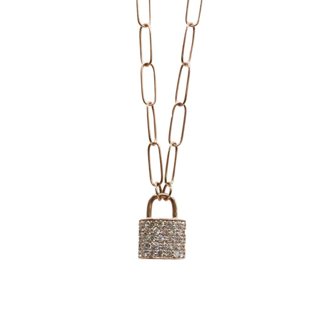 ORIGINAL JEWELRY<br>【オリジナルジュエリー】<br>K18PG/D0.38ct<br>パドロックダイヤモンド ペンダント<br>【NEW】