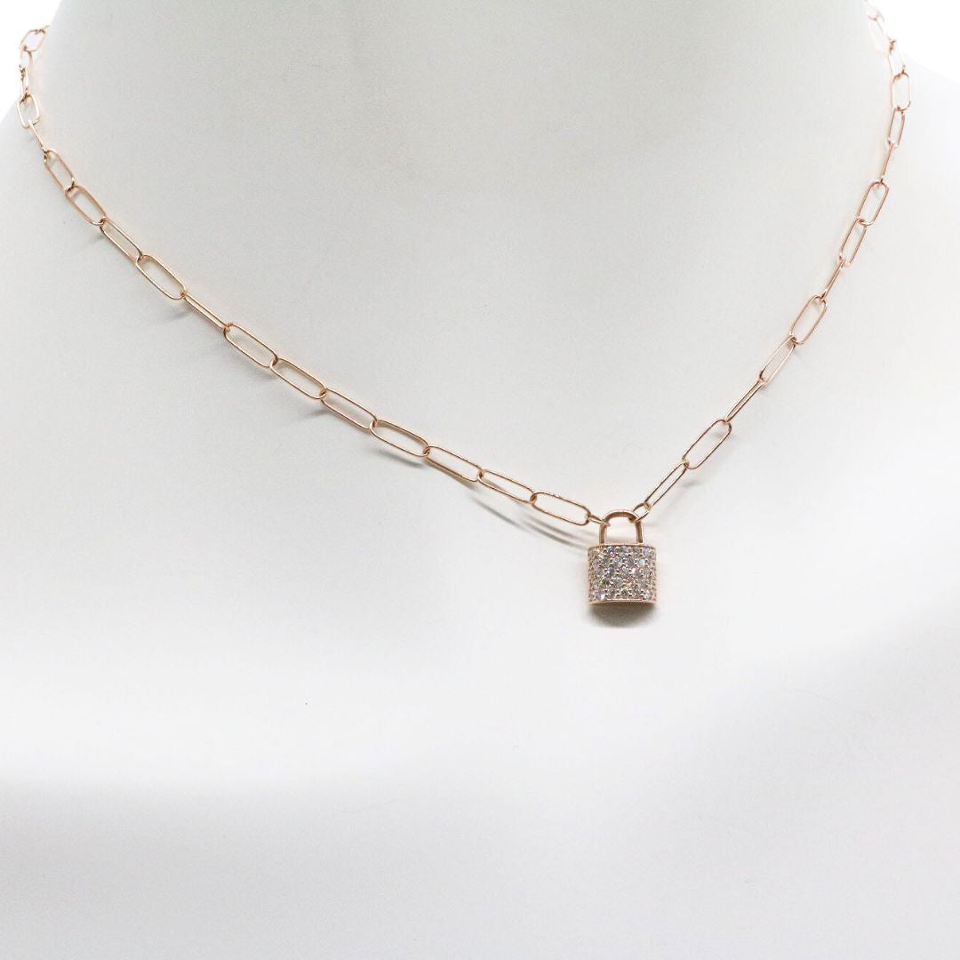 ORIGINAL JEWELRY<br>【オリジナルジュエリー】<br>K18PG/D0.38ct<br>パドロックダイヤモンド ペンダント<br>【NEW】
