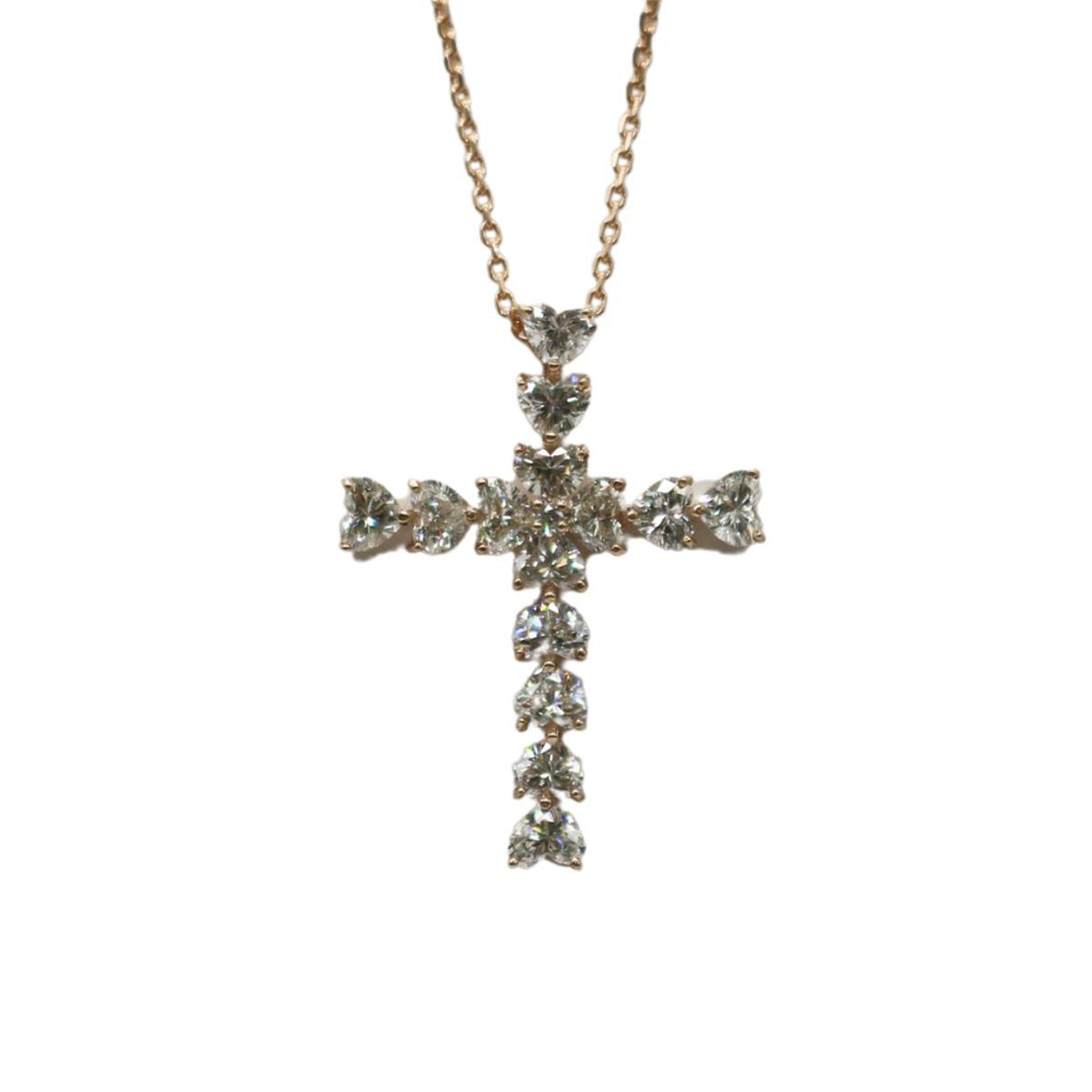 ORIGINAL JEWELRY<br>【オリジナルジュエリー】<br>K18PG/D1.01ct<br>ハートクロスダイヤモンドネックレス<br>【NEW】