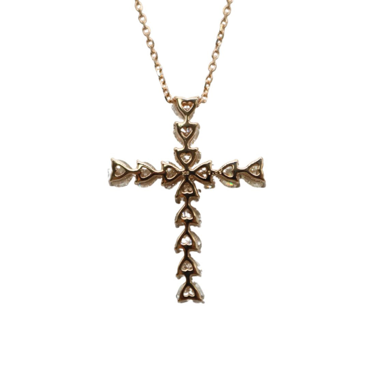 ORIGINAL JEWELRY<br>【オリジナルジュエリー】<br>K18PG/D1.01ct<br>ハートクロスダイヤモンドネックレス<br>【NEW】