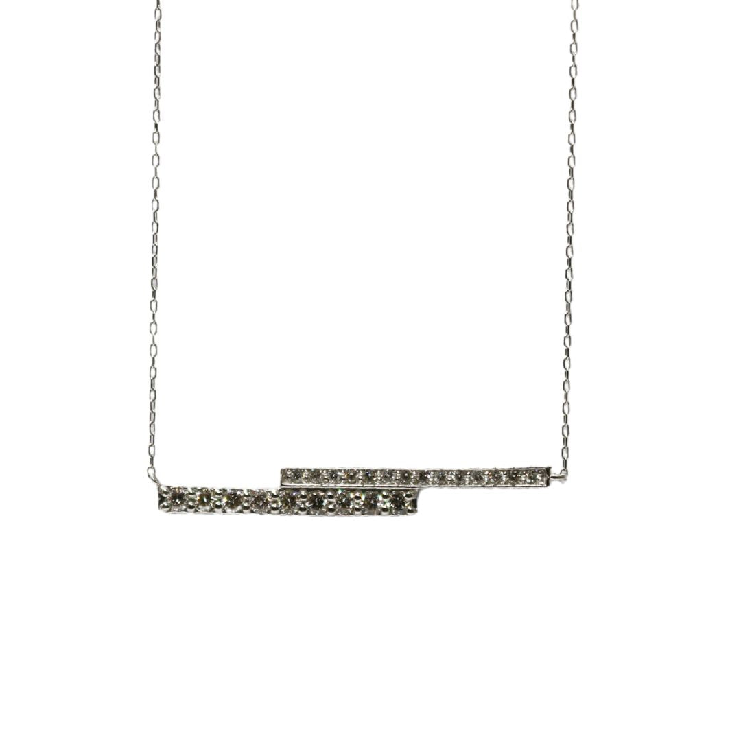 ORIGINAL JEWELRY<br>【オリジナルジュエリー】<br>PT900/D0.28ct<br>ダブルバー ダイヤモンド ネックレス<br>【NEW】