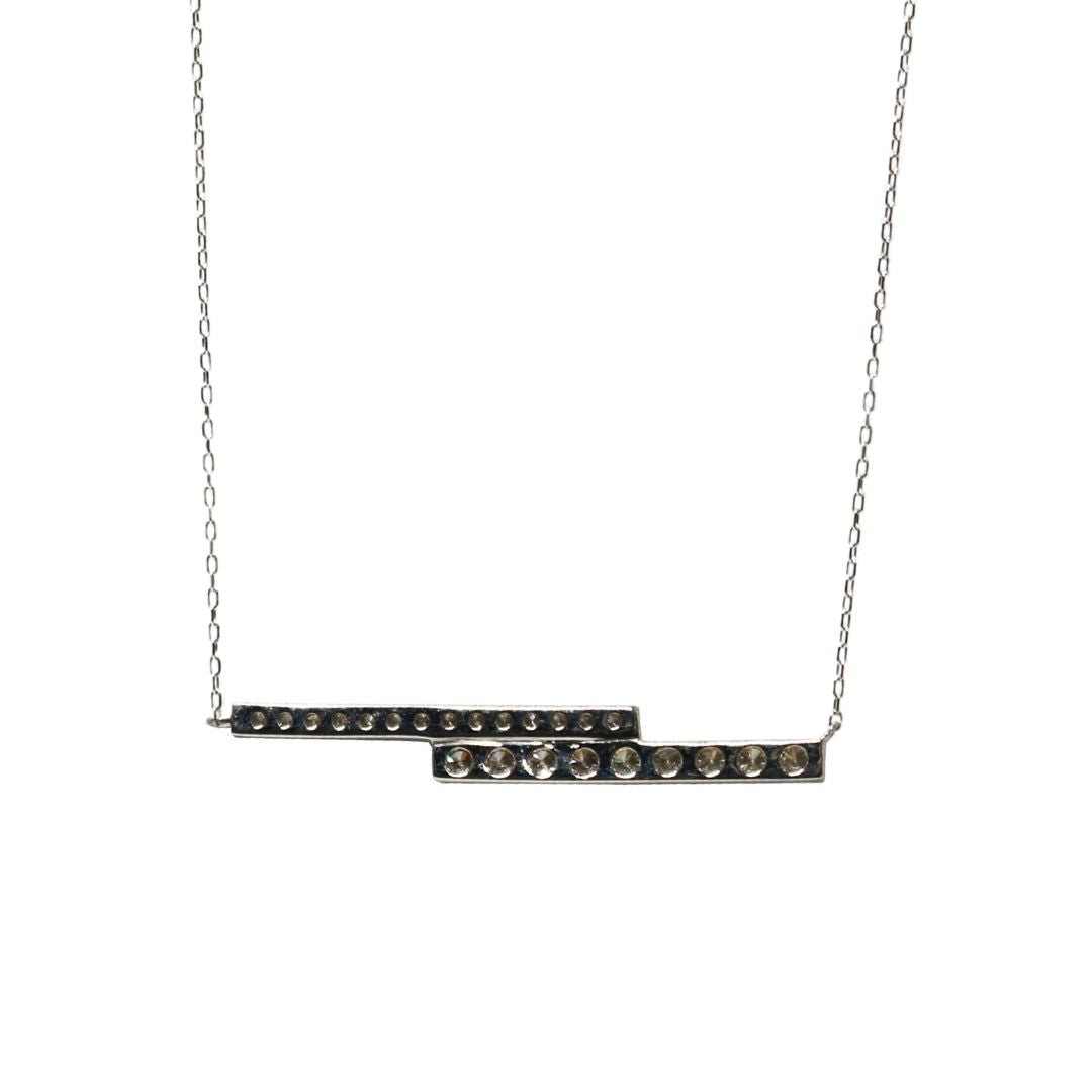 ORIGINAL JEWELRY<br>【オリジナルジュエリー】<br>PT900/D0.28ct<br>ダブルバー ダイヤモンド ネックレス<br>【NEW】