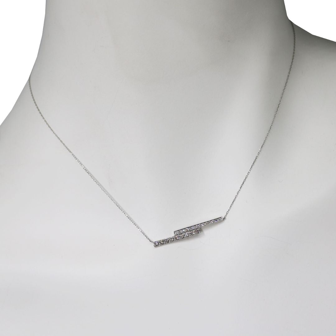 ORIGINAL JEWELRY<br>【オリジナルジュエリー】<br>PT900/D0.28ct<br>ダブルバー ダイヤモンド ネックレス<br>【NEW】