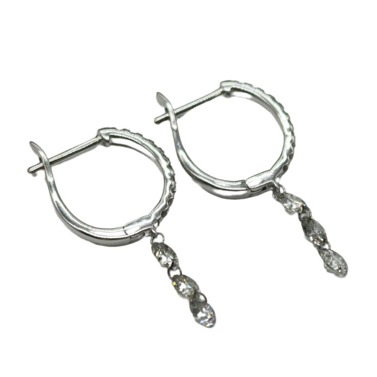 ORIGINAL JEWELRY<br>【オリジナルジュエリー】<br>K18WG/D1.18ct<br>ダイヤモンドスウィング フープピアス<br>【NEW】