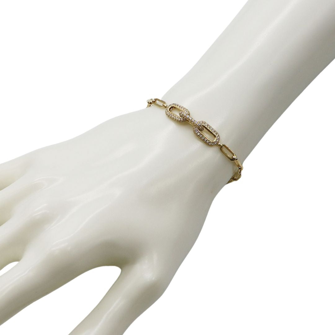 K18YG/D0.59ct<br>ペーパークリップ ブレスレット<br>【NEW】