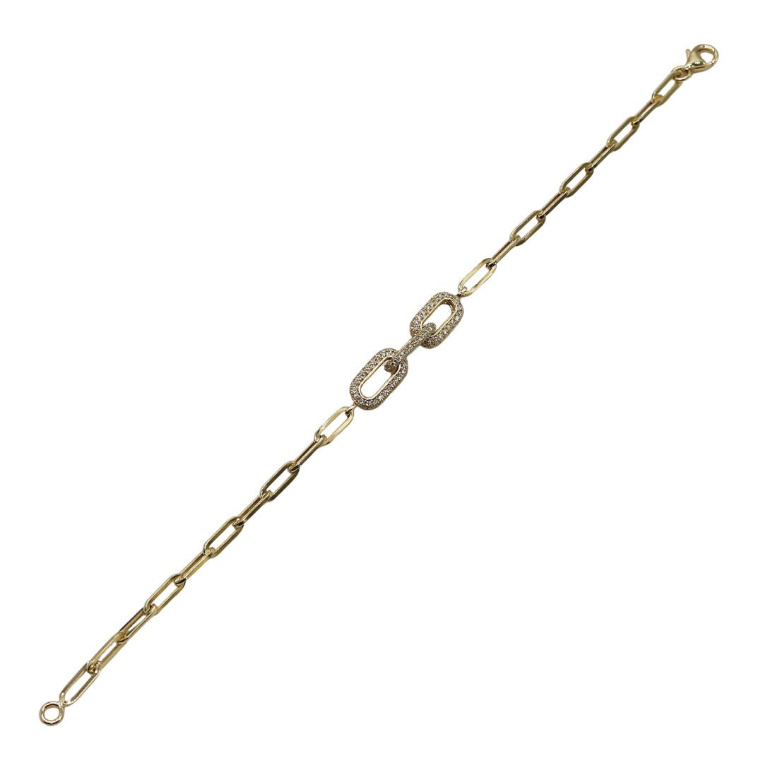 K18YG/D0.59ct<br>ペーパークリップ ブレスレット<br>【NEW】
