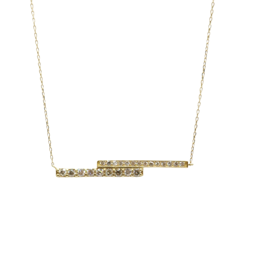 ORIGINAL JEWELRY<br>【オリジナルジュエリー】<br>K18YG/D0.28ct<br>ダブルバー ダイヤモンド ネックレス<br>【NEW】