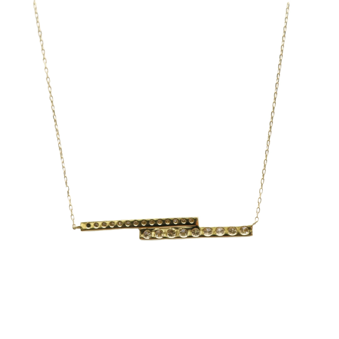 ORIGINAL JEWELRY<br>【オリジナルジュエリー】<br>K18YG/D0.28ct<br>ダブルバー ダイヤモンド ネックレス<br>【NEW】