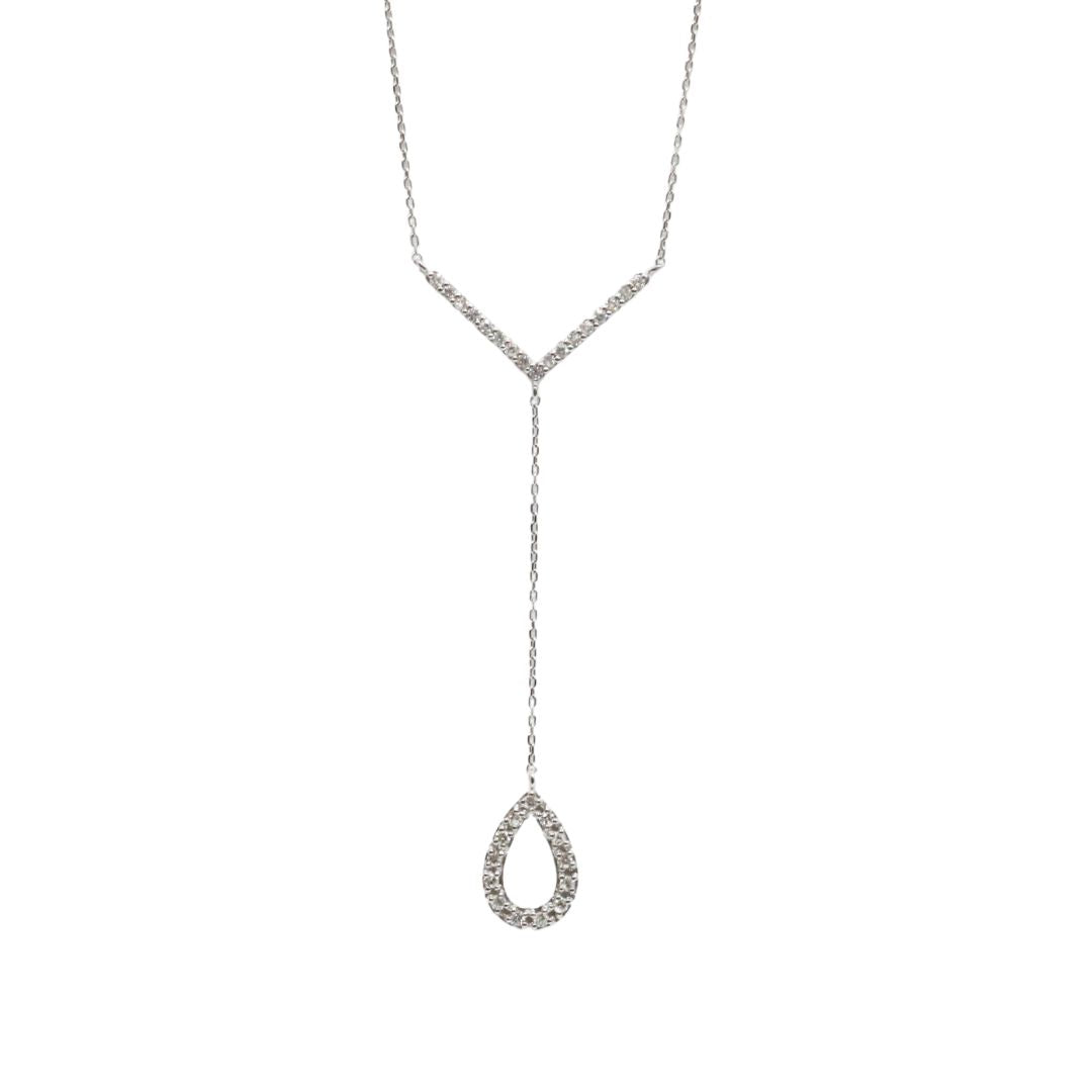 ORIGINAL JEWELRY<br>【オリジナルジュエリー】<br>K18WG/D0.210ct<br>Yライン ドロップ<br>ダイヤモンド ペンダント<br>【NEW】