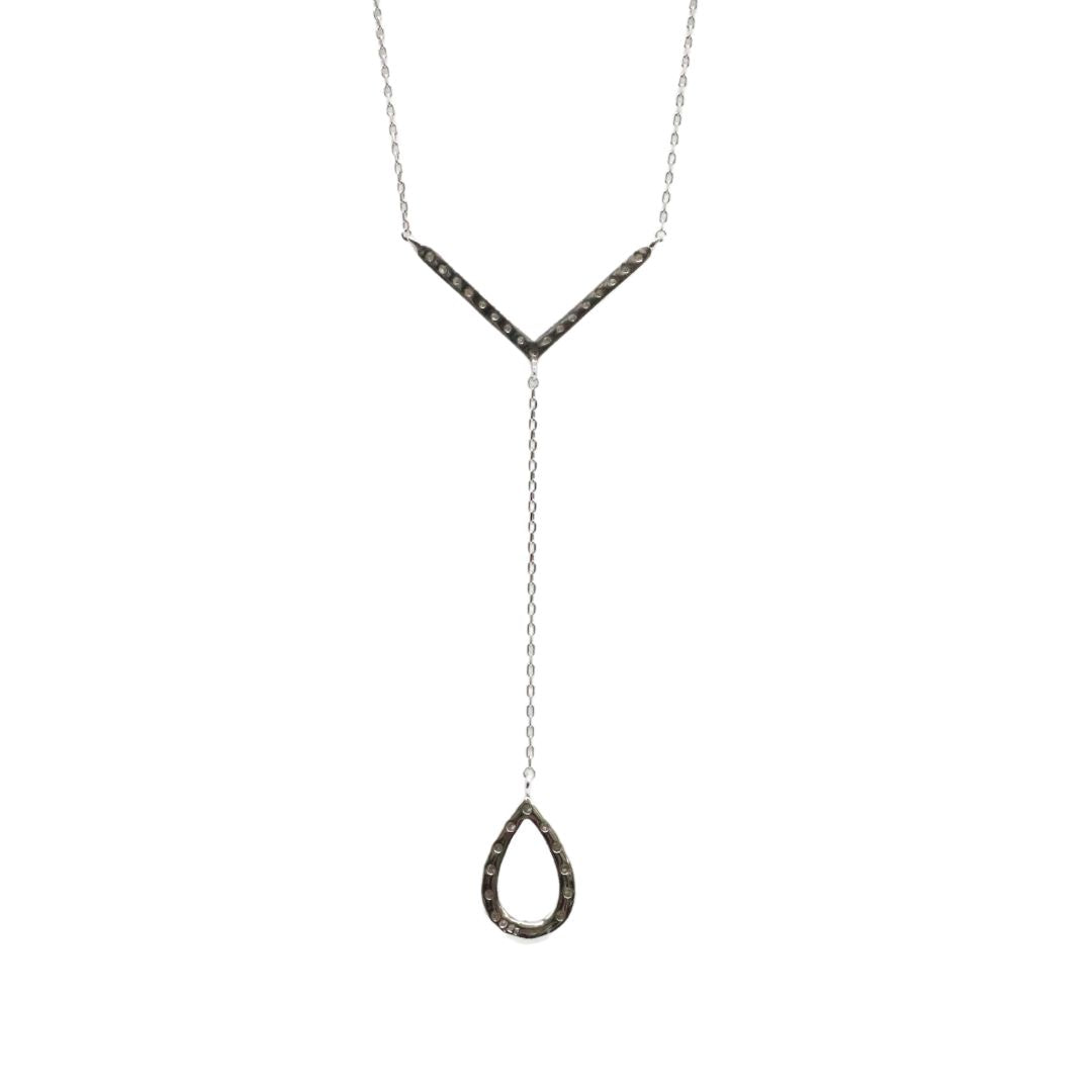 ORIGINAL JEWELRY<br>【オリジナルジュエリー】<br>K18WG/D0.210ct<br>Yライン ドロップ<br>ダイヤモンド ペンダント<br>【NEW】