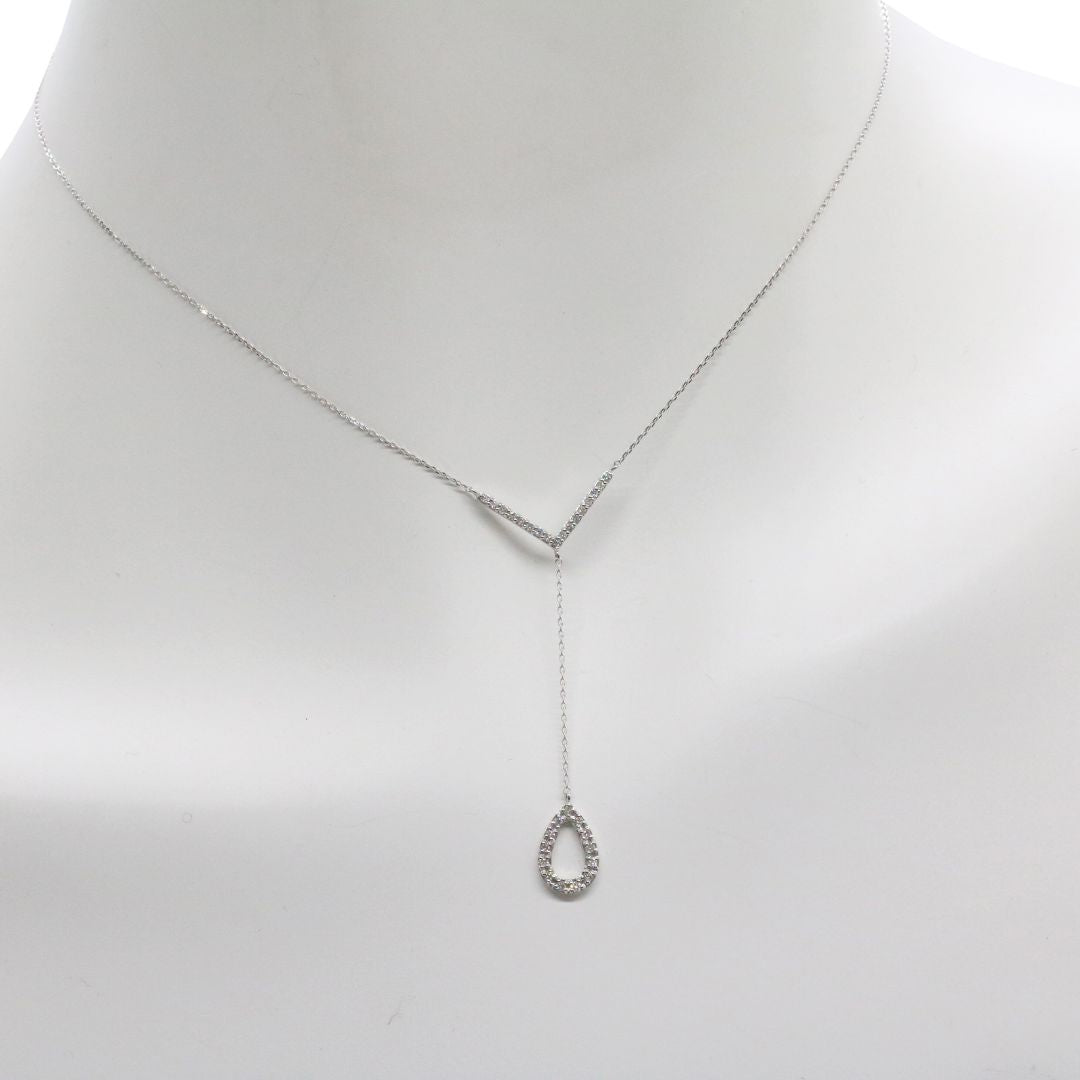 ORIGINAL JEWELRY<br>【オリジナルジュエリー】<br>K18WG/D0.210ct<br>Yライン ドロップ<br>ダイヤモンド ペンダント<br>【NEW】
