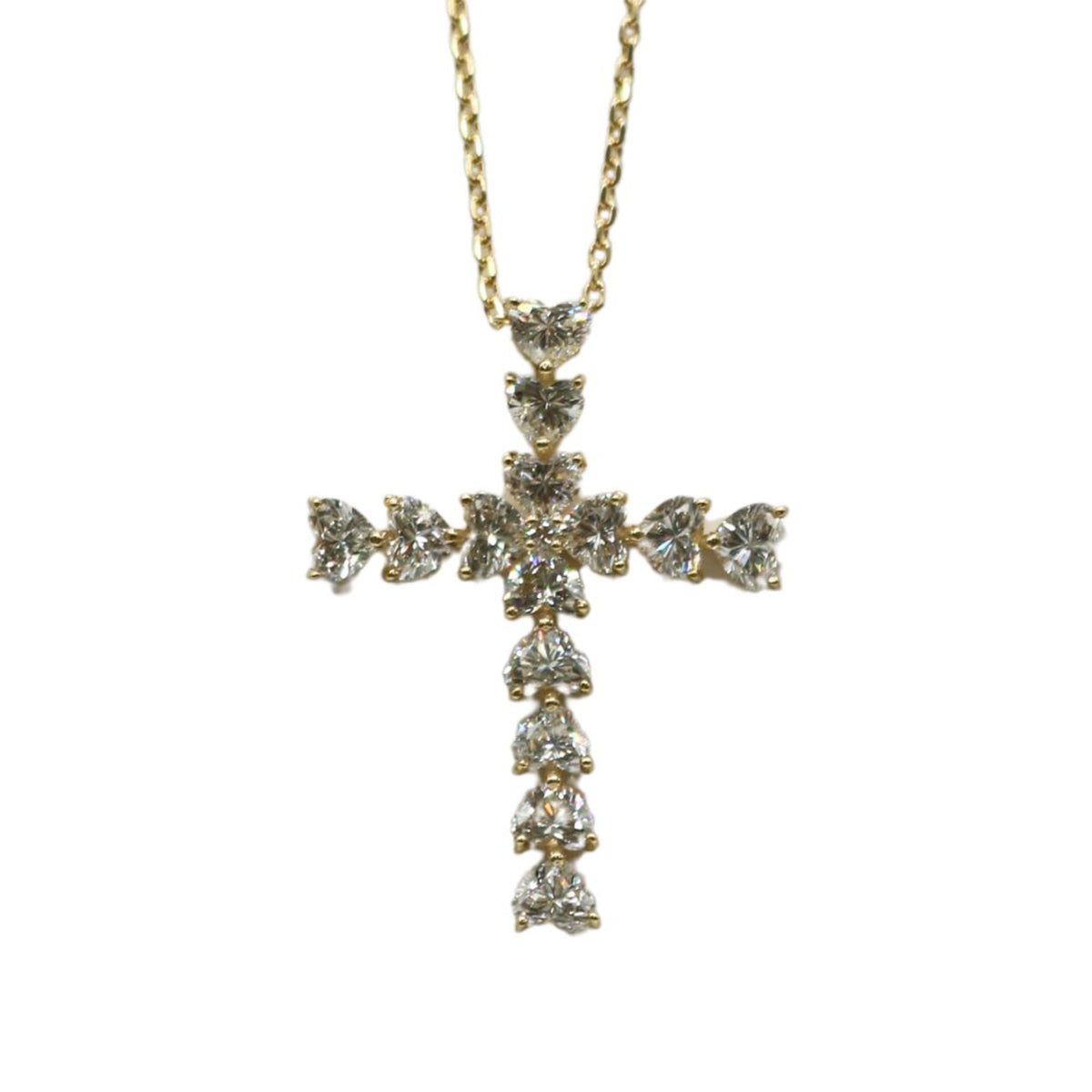 ORIGINAL JEWELRY<br>【オリジナルジュエリー】<br>K18YG/D1.01ct<br>ハートクロスダイヤモンドネックレス<br>【NEW】