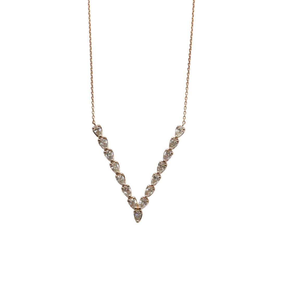 ORIGINAL JEWELRY<br>【オリジナルジュエリー】<br>K18PG/D1.06ct<br>V字ダイヤモンド ペンダント Lサイズ<br>【NEW】