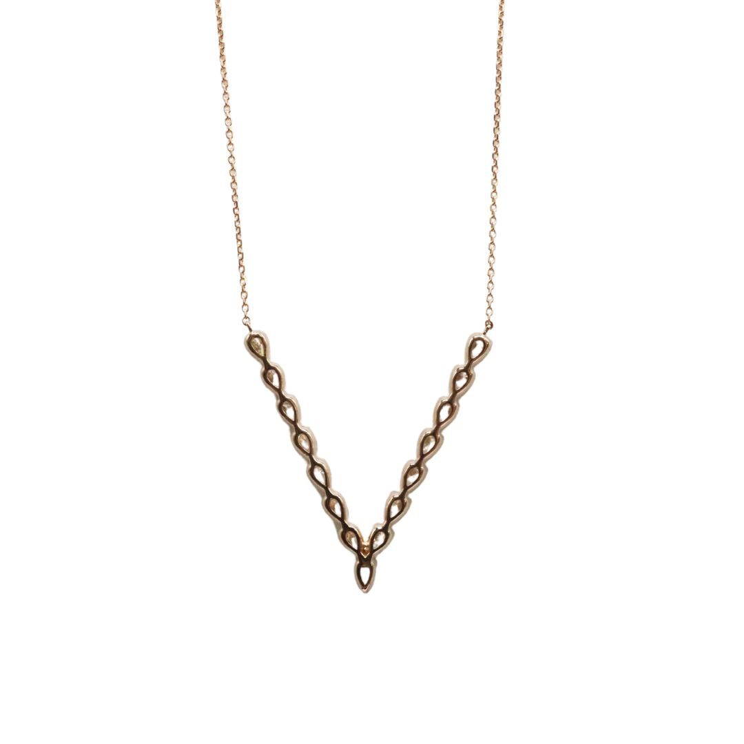 ORIGINAL JEWELRY<br>【オリジナルジュエリー】<br>K18PG/D1.06ct<br>V字ダイヤモンド ペンダント Lサイズ<br>【NEW】