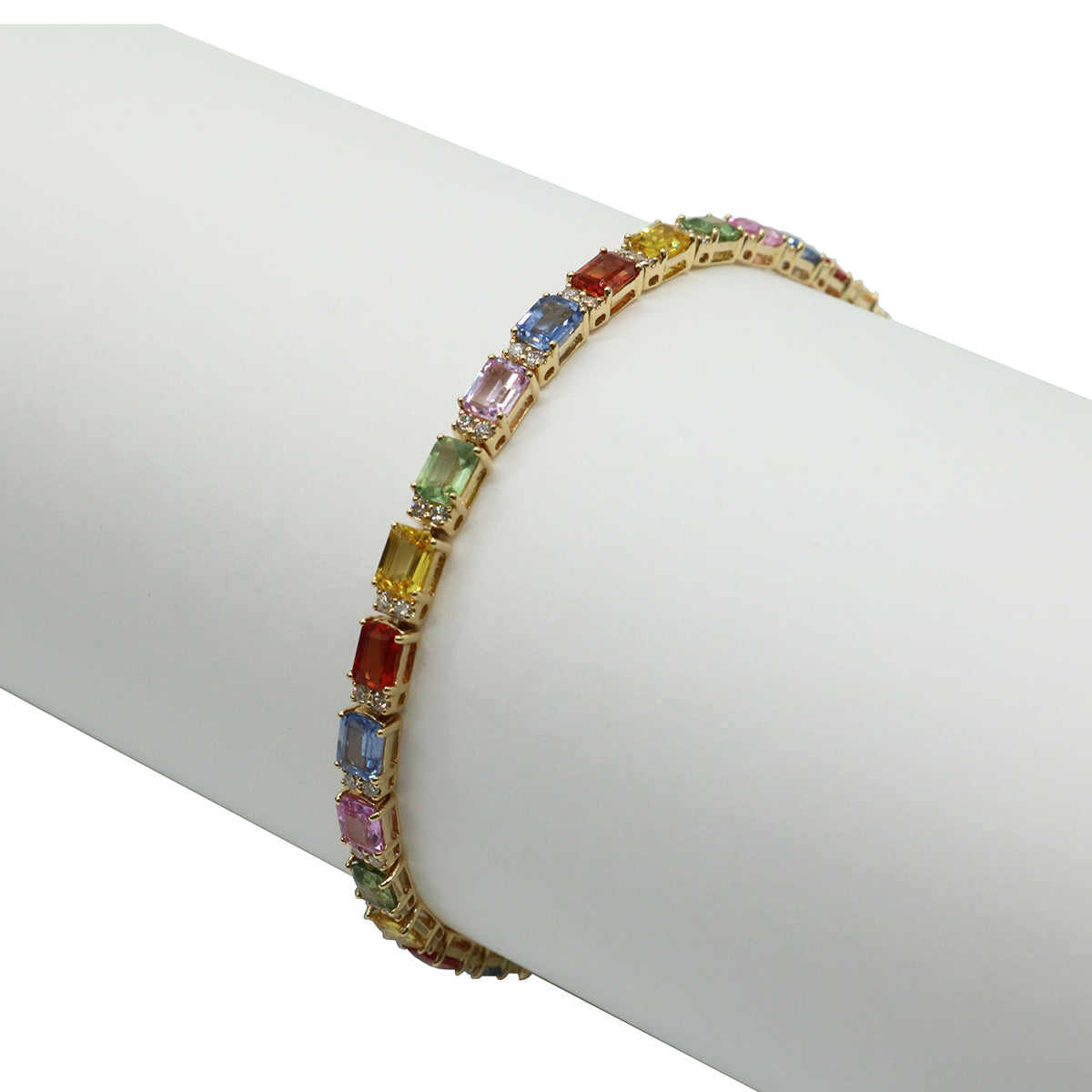 ORIGINAL JEWELRY<br>【オリジナルジュエリー】<br>K18YG/D0.46ct/色石7.45ct<BR>ダイヤモンド<br>マルチサファイアダイヤモンド テニスブレスレット<br>【NEW】