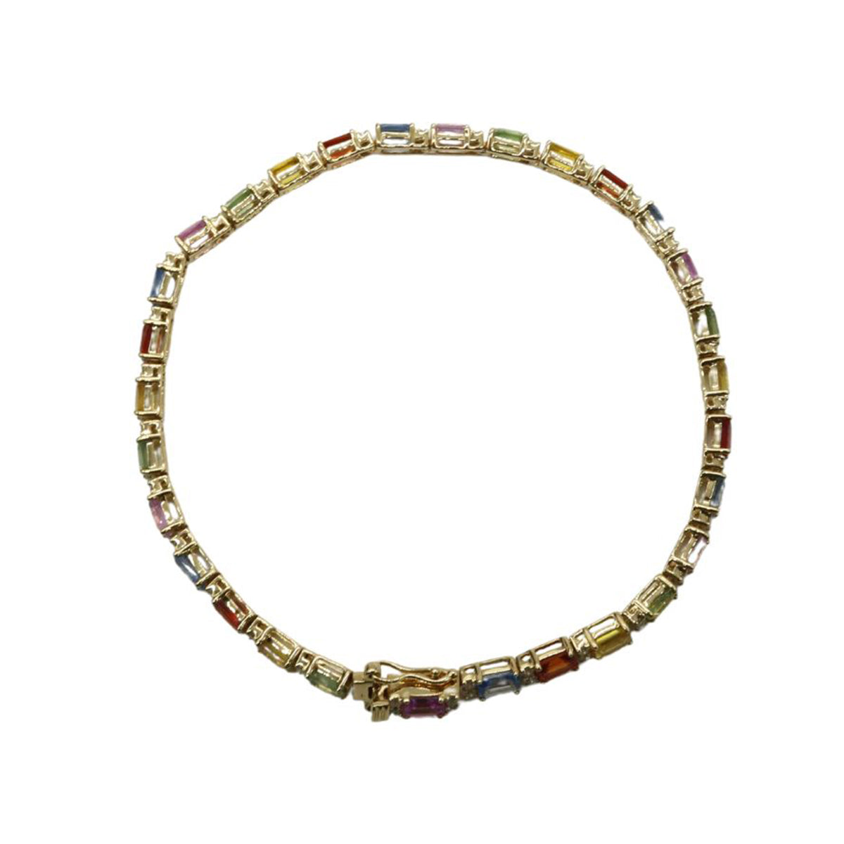 ORIGINAL JEWELRY<br>【オリジナルジュエリー】<br>K18YG/D0.46ct/色石7.45ct<BR>ダイヤモンド<br>マルチサファイアダイヤモンド テニスブレスレット<br>【NEW】