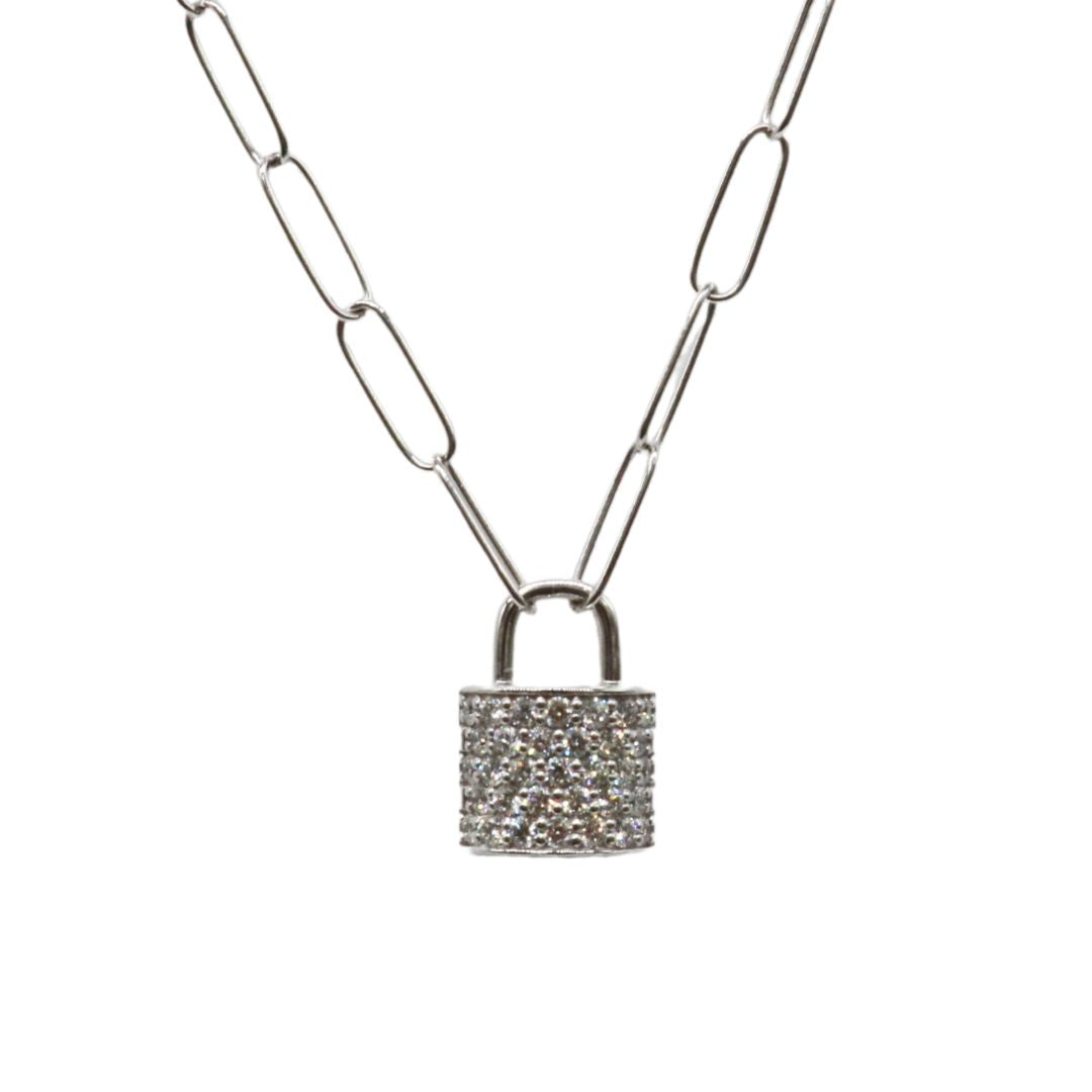 ORIGINAL JEWELRY<br>【オリジナルジュエリー】<br>K18WG/D0.36ct<br>パドロックダイヤモンド ペンダント<br>【NEW】