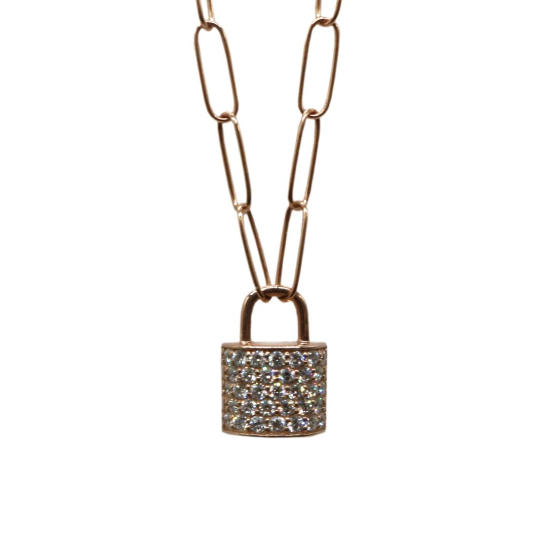 ORIGINAL JEWELRY<br>【オリジナルジュエリー】<br>K18PG/D0.36ct<br>パドロックダイヤモンド ペンダント<br>【NEW】