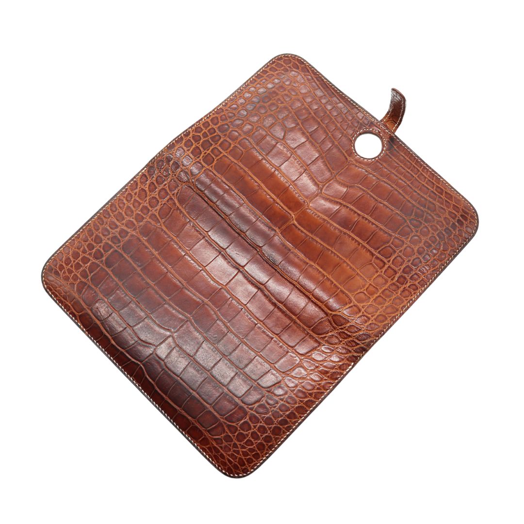 HERMES【エルメス】<br>ドゴンGM<br>クロコ アリゲーター<br>ブラウン/SV金具【USED】