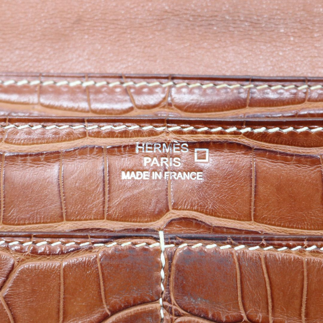 HERMES【エルメス】<br>ドゴンGM<br>クロコ アリゲーター<br>ブラウン/SV金具【USED】