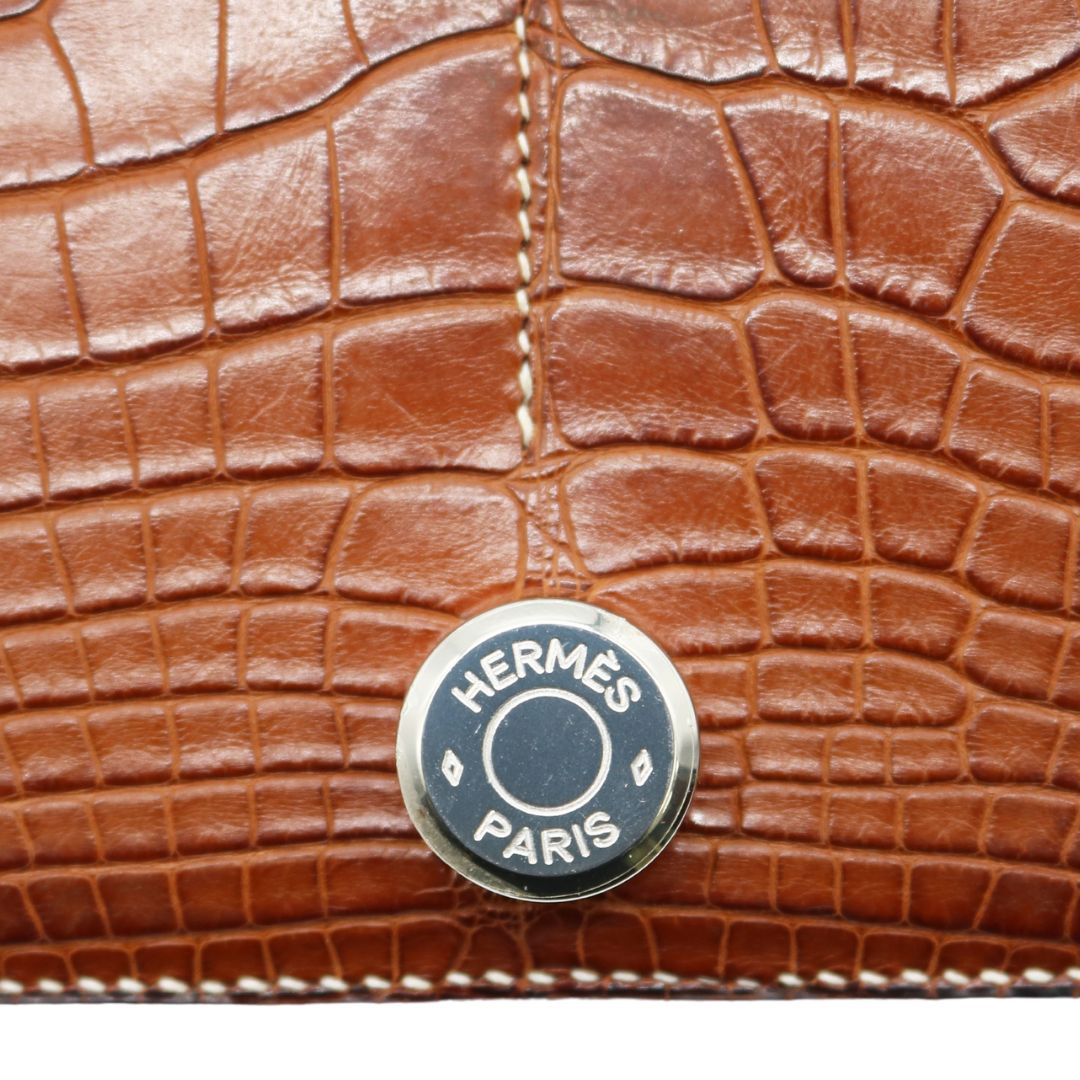 HERMES【エルメス】<br>ドゴンGM<br>クロコ アリゲーター<br>ブラウン/SV金具【USED】