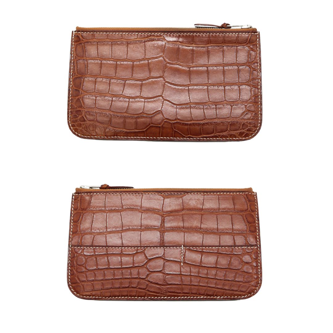 HERMES【エルメス】<br>ドゴンGM<br>クロコ アリゲーター<br>ブラウン/SV金具【USED】