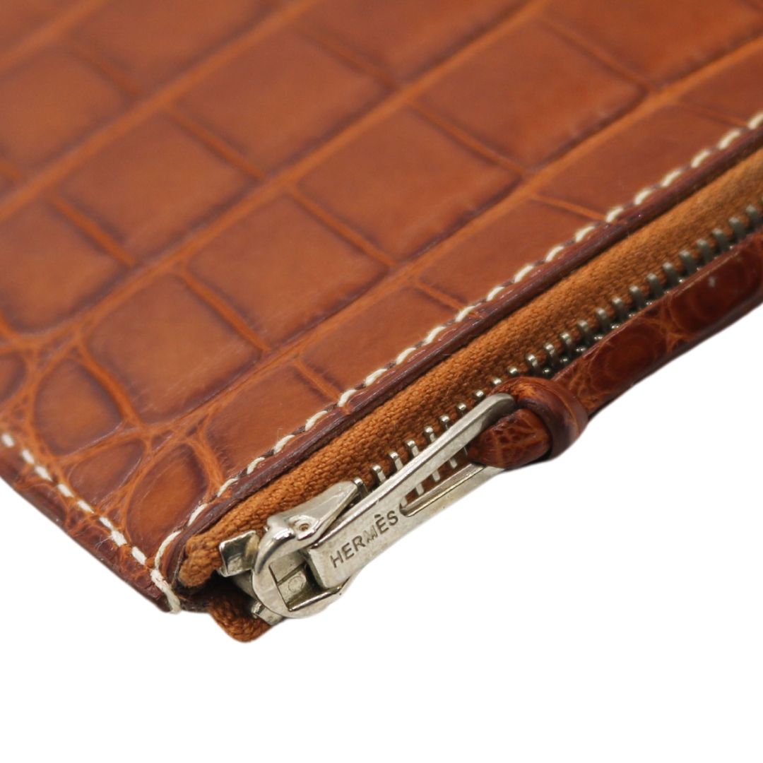HERMES【エルメス】<br>ドゴンGM<br>クロコ アリゲーター<br>ブラウン/SV金具【USED】