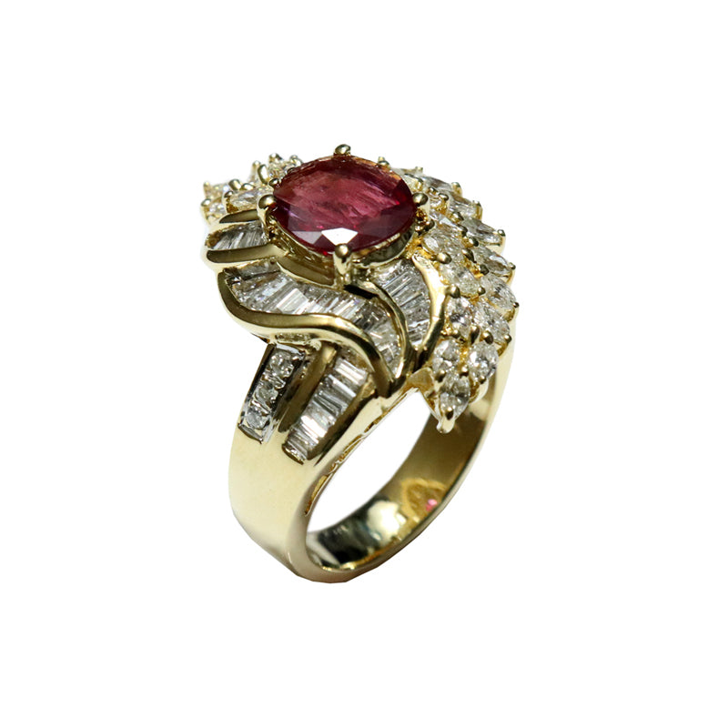 K18YG/R1.07ct/D1.62ct<BR>ルビーダイヤモンドリング<BR>【NEW】