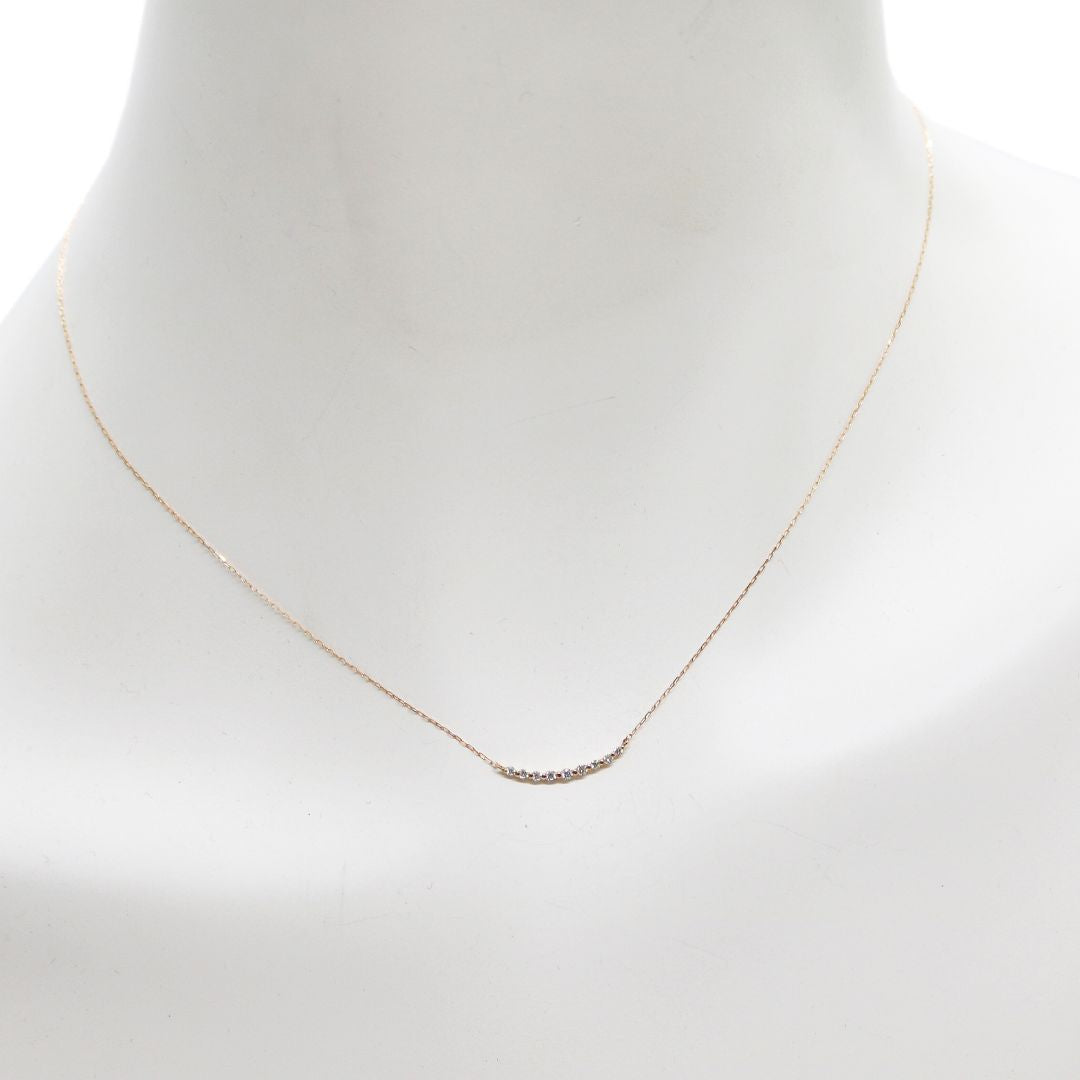 K18PG D0.10ct<br>ダイヤモンド アーチネックレス<br>【NEW】