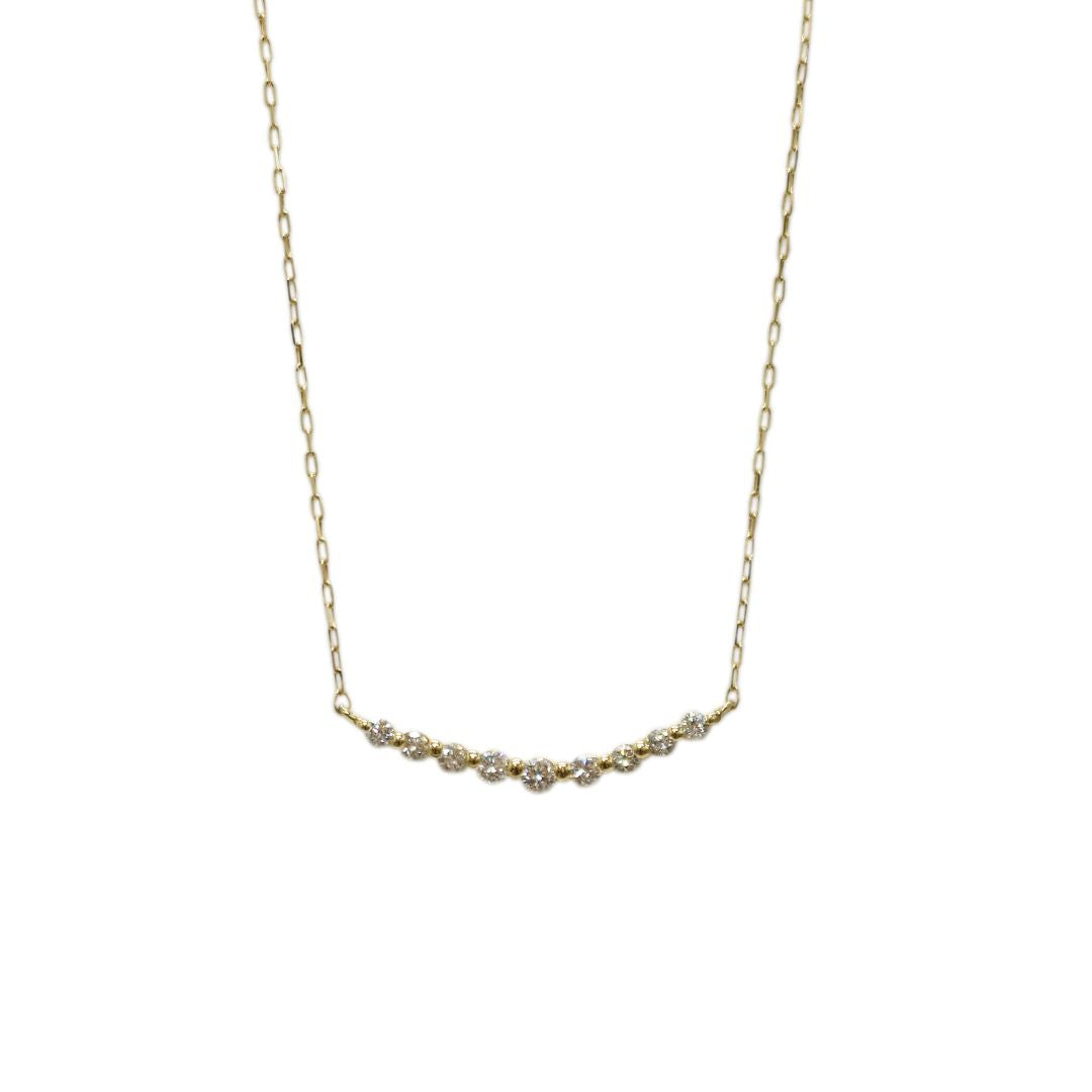 K18YG D0.10ct<br>ダイヤモンド アーチネックレス<br>【NEW】
